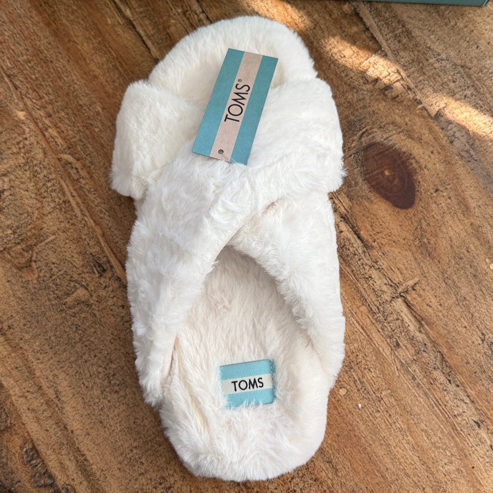 TOMS Cream Fuzzy Slippers